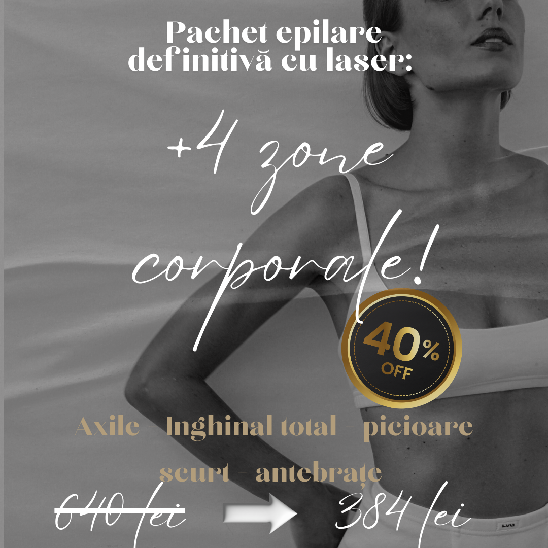 Pachet Epilare Definitivă Laser - Axile + Inghinal Total + Picioare Scurt + Antebrațe