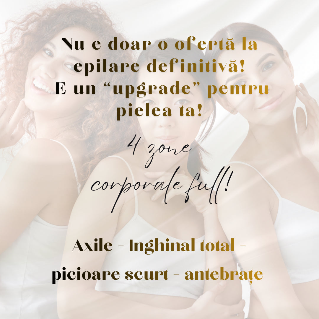 Pachet Epilare Definitivă Laser - Axile + Inghinal Total + Picioare Scurt + Antebrațe