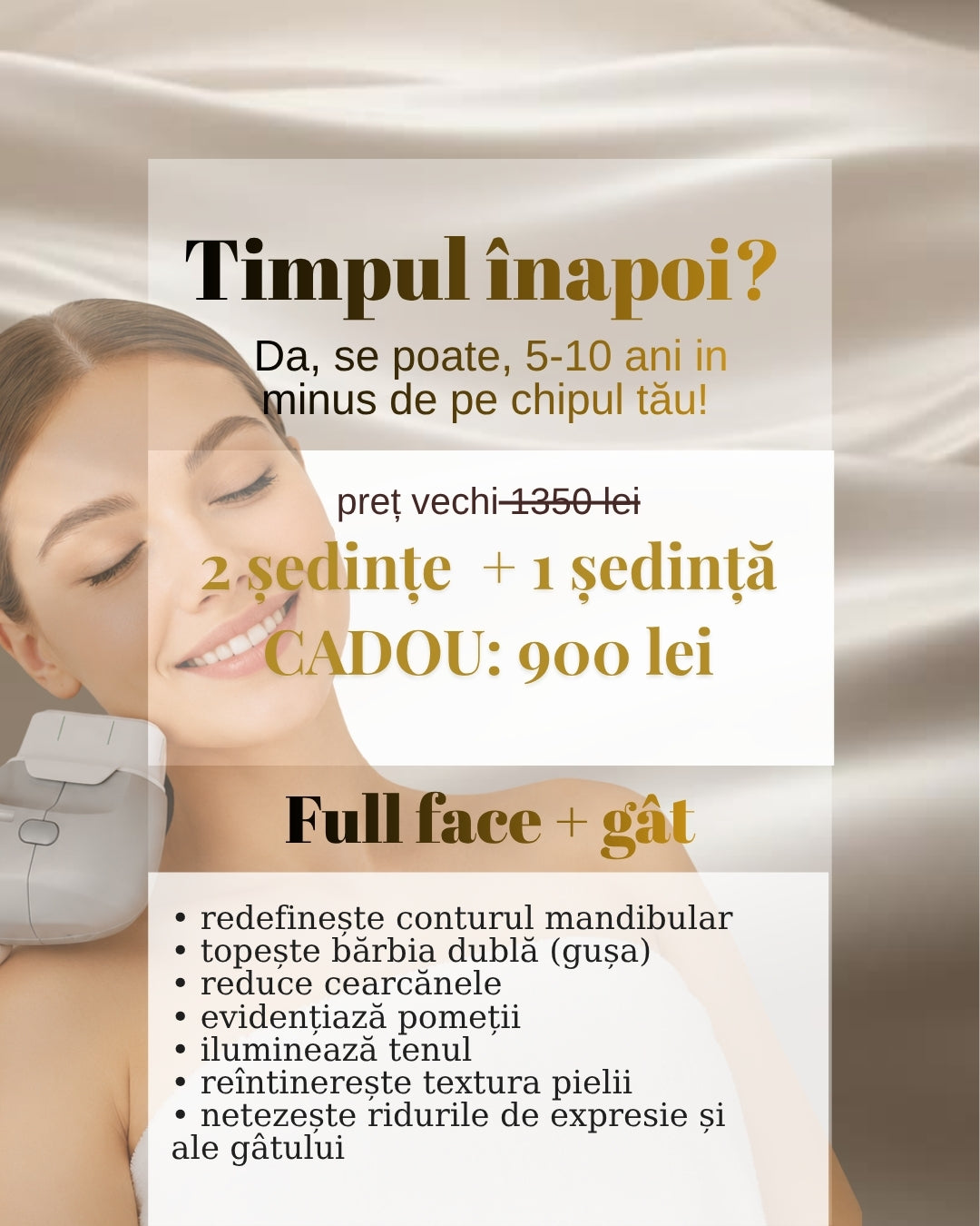 Pachet HIFU Full Face + Gât – 2 Ședințe + 1 Cadou