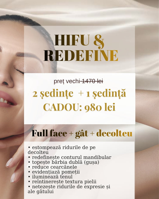 Pachet HIFU Full Face + Gât + Decolteu – 2 Ședințe + 1 Cadou